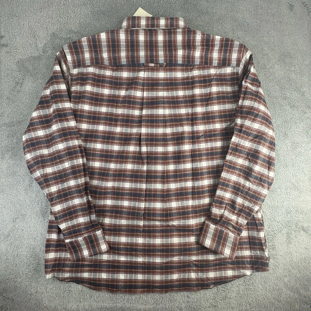 Orvis Cotton Merino Rust Plaid Flannel Shirt Performance Men's XL